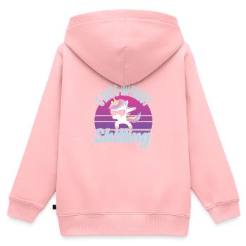 Fête - Sweat Premium à capuche zippé enfant bio - rose - Dos - AI Model Kid Female (0cm)