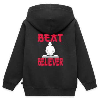 Fête - Sweat Premium à capuche zippé enfant bio - noir - Dos - AI Model Kid Male (0cm)