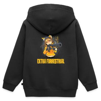 Fandom à fourrure - Sweat Premium à capuche zippé enfant bio - noir - Dos - AI Model Kid Male (0cm)