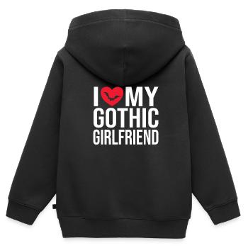 Goth Emo - Sweat Premium à capuche zippé enfant bio - noir - Dos - AI Model Kid Male (0cm)