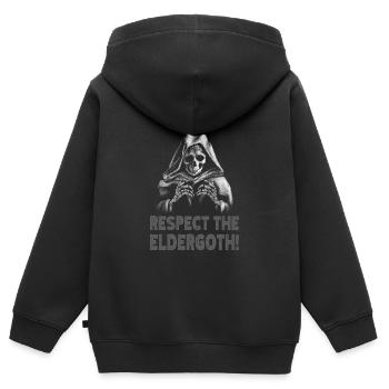 Goth Emo - Sweat Premium à capuche zippé enfant bio - noir - Dos - AI Model Kid Male (0cm)