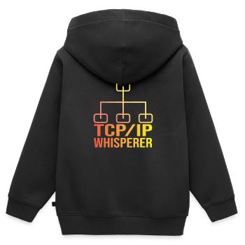Network Engineer - Kids Premium Organic Zip-up Hoodie - black - Back - AI Model Kid Male (0cm)
