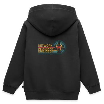 Network Engineer - Kids Premium Organic Zip-up Hoodie - black - Back - AI Model Kid Male (0cm)