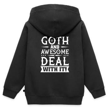 Goth Emo - Sweat Premium à capuche zippé enfant bio - noir - Dos - AI Model Kid Male (0cm)