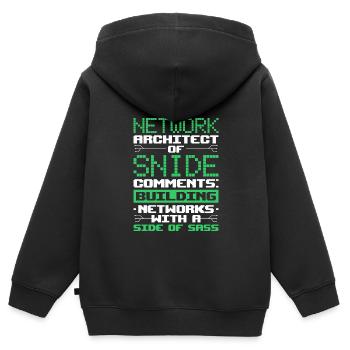 Network Engineer - Kids Premium Organic Zip-up Hoodie - black - Back - AI Model Kid Male (0cm)