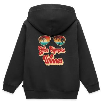 Bureau - Sweat Premium à capuche zippé enfant bio - noir - Dos - AI Model Kid Male (0cm)