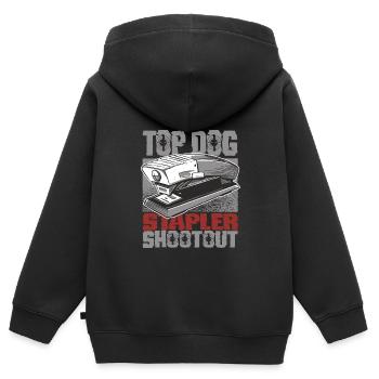 Bureau - Sweat Premium à capuche zippé enfant bio - noir - Dos - AI Model Kid Male (0cm)
