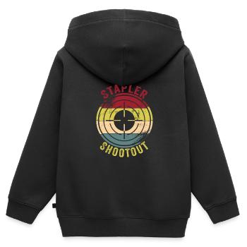Bureau - Sweat Premium à capuche zippé enfant bio - noir - Dos - AI Model Kid Male (0cm)