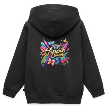 Hippie - Sweat Premium à capuche zippé enfant bio - noir - Dos - AI Model Kid Male (0cm)