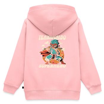 Teakwondo - Sweat Premium à capuche zippé enfant bio - rose - Dos - AI Model Kid Female (0cm)