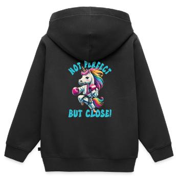 Kampfsport Kinder - Kinder Premium Organic Zip Hoodie - Schwarz - Hinten - AI Model Kid Male (0cm)
