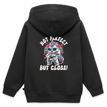 Kampfsport Kinder - Kinder Premium Organic Zip Hoodie - Schwarz - Hinten - AI Model Kid Male (0cm)