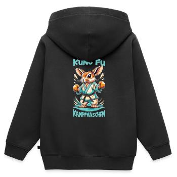 Kung Fu - Kinder Premium Organic Zip Hoodie - Schwarz - Hinten - AI Model Kid Male (0cm)