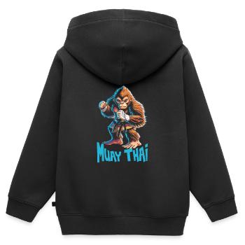 Poing nu - Sweat Premium à capuche zippé enfant bio - noir - Dos - AI Model Kid Male (0cm)