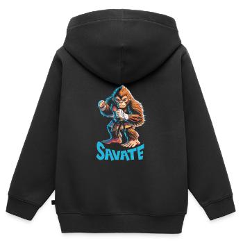 Poing nu - Sweat Premium à capuche zippé enfant bio - noir - Dos - AI Model Kid Male (0cm)