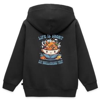 Cuisine française - Sweat Premium à capuche zippé enfant bio - noir - Dos - AI Model Kid Male (0cm)