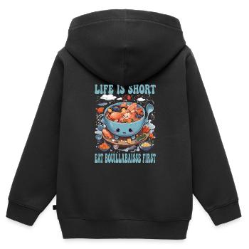 Cuisine française - Sweat Premium à capuche zippé enfant bio - noir - Dos - AI Model Kid Male (0cm)