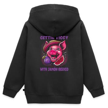 Cuisine espagnole - Sweat Premium à capuche zippé enfant bio - noir - Dos - AI Model Kid Male (0cm)