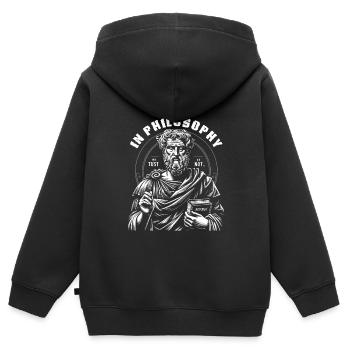 Philosophie - Sweat Premium à capuche zippé enfant bio - noir - Dos - AI Model Kid Male (0cm)