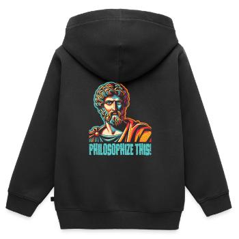 Philosophie - Sweat Premium à capuche zippé enfant bio - noir - Dos - AI Model Kid Male (0cm)