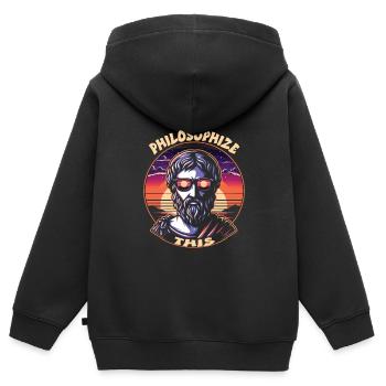 Philosophie - Sweat Premium à capuche zippé enfant bio - noir - Dos - AI Model Kid Male (0cm)