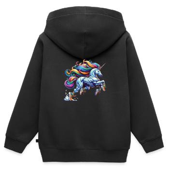 Fitnesstrainer - Kinder Premium Organic Zip Hoodie - Schwarz - Hinten - AI Model Kid Male (0cm)