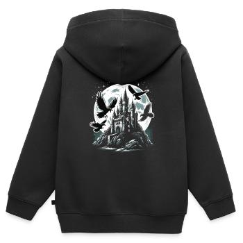 Gothique - Sweat Premium à capuche zippé enfant bio - noir - Dos - AI Model Kid Male (0cm)