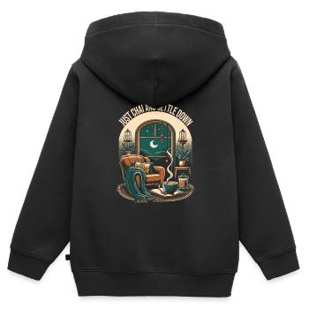 Chai - Sweat Premium à capuche zippé enfant bio - noir - Dos - AI Model Kid Male (0cm)