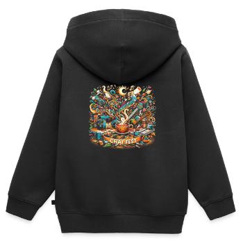 Chai - Sweat Premium à capuche zippé enfant bio - noir - Dos - AI Model Kid Male (0cm)