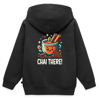 Chai - Sweat Premium à capuche zippé enfant bio - noir - Dos - AI Model Kid Male (0cm)