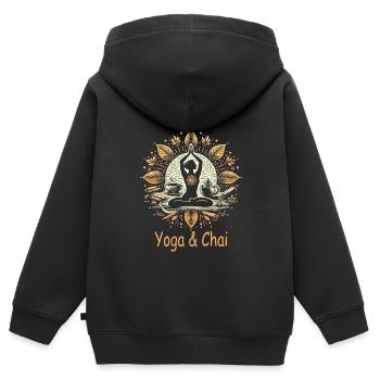 Chai - Sweat Premium à capuche zippé enfant bio - noir - Dos - AI Model Kid Male (0cm)
