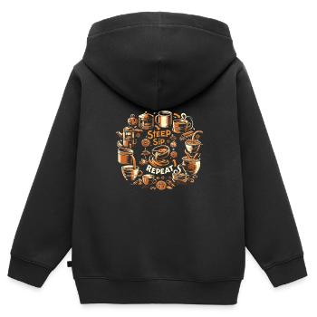 Chai - Sweat Premium à capuche zippé enfant bio - noir - Dos - AI Model Kid Male (0cm)