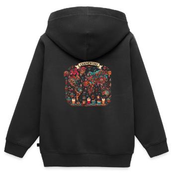 Chai - Sweat Premium à capuche zippé enfant bio - noir - Dos - AI Model Kid Male (0cm)