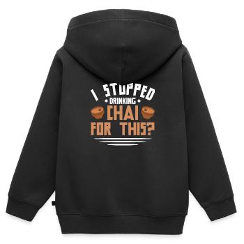 Chai - Sweat Premium à capuche zippé enfant bio - noir - Dos - AI Model Kid Male (0cm)