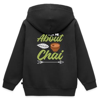 Chai - Sweat Premium à capuche zippé enfant bio - noir - Dos - AI Model Kid Male (0cm)