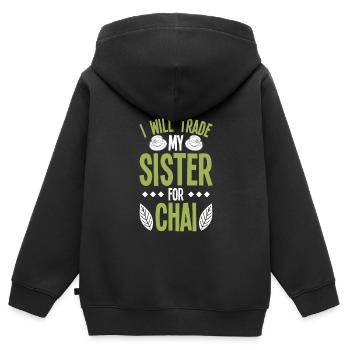 Chai - Sweat Premium à capuche zippé enfant bio - noir - Dos - AI Model Kid Male (0cm)