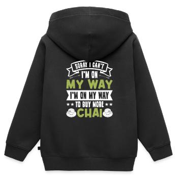 Chai - Sweat Premium à capuche zippé enfant bio - noir - Dos - AI Model Kid Male (0cm)