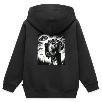 Dogue allemand - Sweat Premium à capuche zippé enfant bio - noir - Dos - AI Model Kid Male (0cm)
