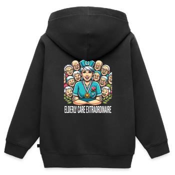 Altenpflegerin - Kinder Premium Organic Zip Hoodie - Schwarz - Hinten - AI Model Kid Male (0cm)