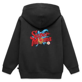 Fête des mères - Sweat Premium à capuche zippé enfant bio - noir - Dos - AI Model Kid Male (0cm)