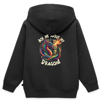 Marché médiéval - Sweat Premium à capuche zippé enfant bio - noir - Dos - AI Model Kid Male (0cm)