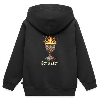 Marché médiéval - Sweat Premium à capuche zippé enfant bio - noir - Dos - AI Model Kid Male (0cm)