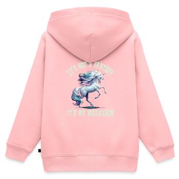 Marché médiéval - Sweat Premium à capuche zippé enfant bio - rose - Dos - AI Model Kid Female (0cm)