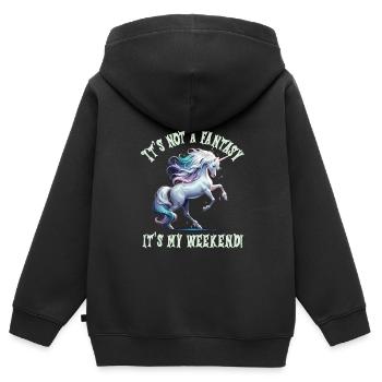 Marché médiéval - Sweat Premium à capuche zippé enfant bio - noir - Dos - AI Model Kid Male (0cm)