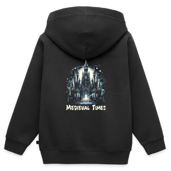Marché médiéval - Sweat Premium à capuche zippé enfant bio - noir - Dos - AI Model Kid Male (0cm)