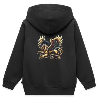 Marché médiéval - Sweat Premium à capuche zippé enfant bio - noir - Dos - AI Model Kid Male (0cm)