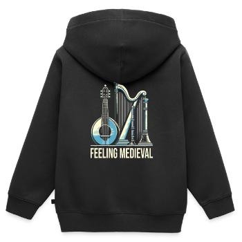 Marché médiéval - Sweat Premium à capuche zippé enfant bio - noir - Dos - AI Model Kid Male (0cm)