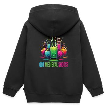 Marché médiéval - Sweat Premium à capuche zippé enfant bio - noir - Dos - AI Model Kid Male (0cm)