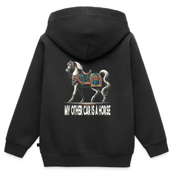 Marché médiéval - Sweat Premium à capuche zippé enfant bio - noir - Dos - AI Model Kid Male (0cm)