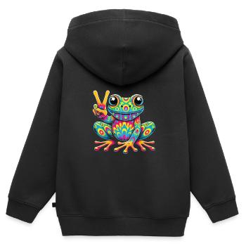 Hippie Festival - Kinder Premium Organic Zip Hoodie - Schwarz - Hinten - AI Model Kid Male (0cm)